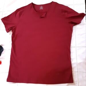 Red Athletic T-shirt with Button-collar EUC Workout Gym Golf Tennis Activewear